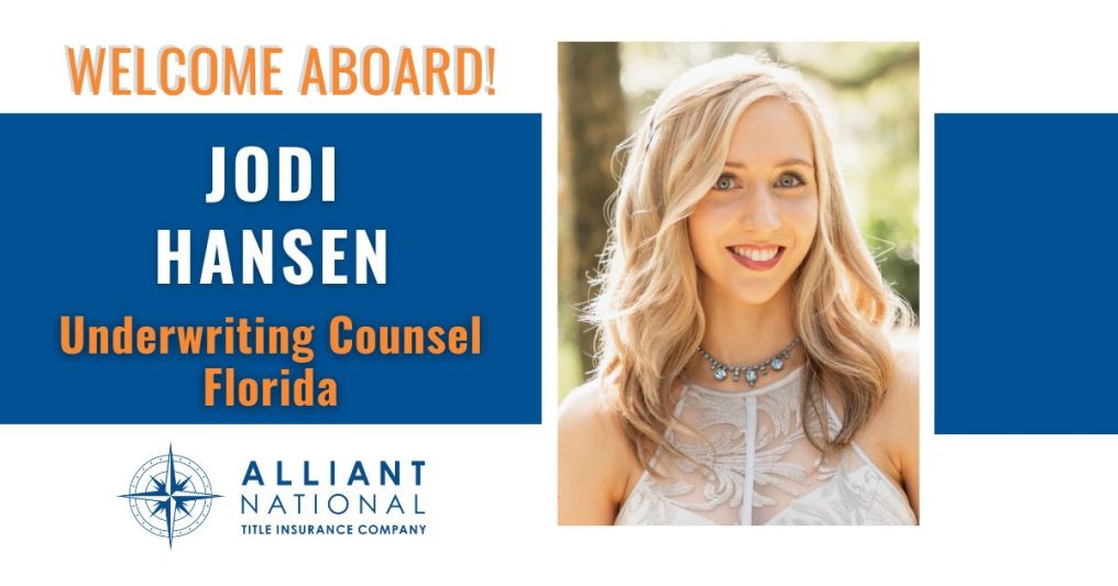 Graphic welcoming Jodi Hansen to Alliant National.