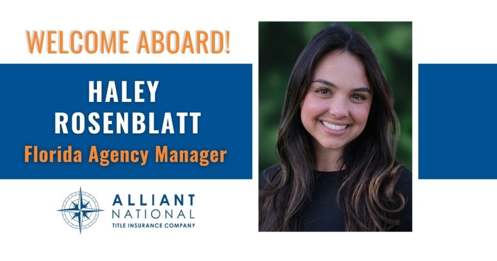 Graphic welcoming Haley Rosenblatt, FL Agency Mananger